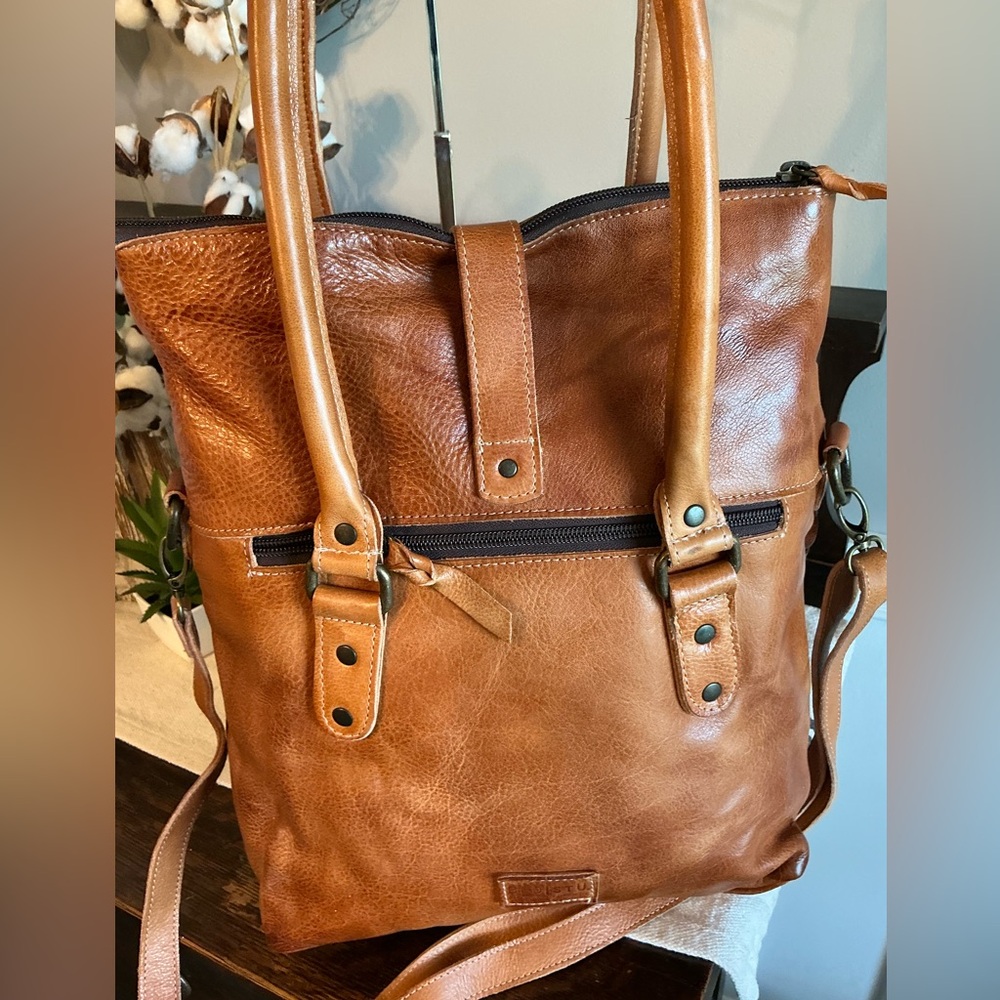 NWT Bed Stu Leather Rachel Shoulder Crossbody Bag Pecan DD Retail $345 - Picture 5 of 15